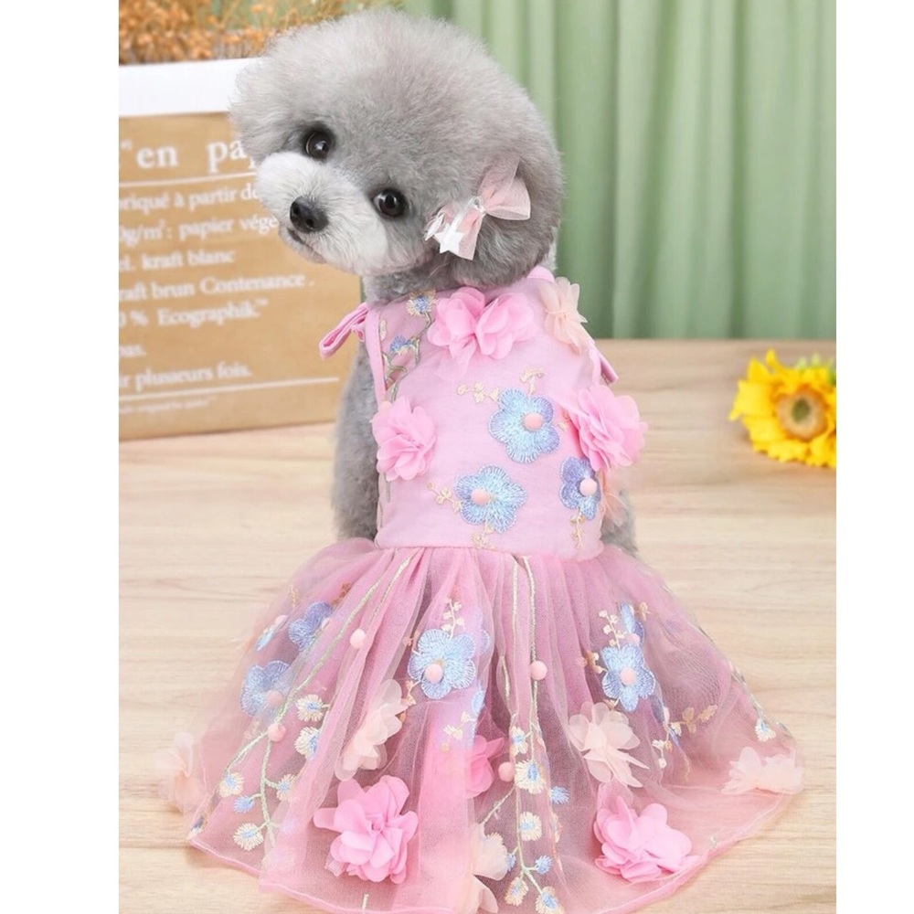 Flower Decor Print Pet Dress 🐈